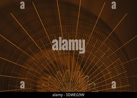 Lines and shapes create a geometric pattern in three-dimensional space. This background appears dynamic and modern with a striking arrangement. Stock Photo