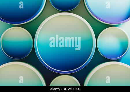 This work features a background made of geometric shapes in a 3D style. Circles of various sizes create a visually engaging scene. Stock Photo