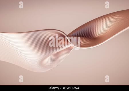 Elegant 3D illustration depicting fluid waves of cloth in soft, flowing motion. The textured patterns and smooth gradients create an abstract represen Stock Photo