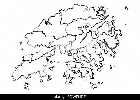 Hand Drawn Hong Kong Map Illustration, can be used for business designs, presentation designs or any suitable designs. Stock Vector