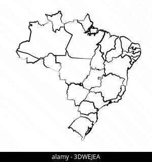 Hand Drawn Brazil Map Illustration, can be used for business designs, presentation designs or any suitable designs. Stock Vector