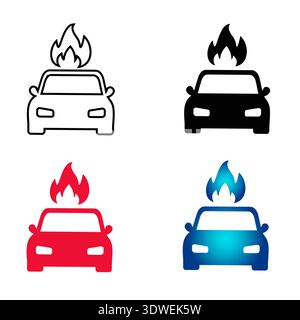Abstract Car on Fire Silhouette Illustration, can be used for business designs, presentation designs or any suitable designs. Stock Vector