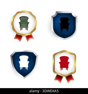 Abstract Armchair Badge and Label Collection, can be used for business designs, presentation designs or any suitable designs. Stock Vector