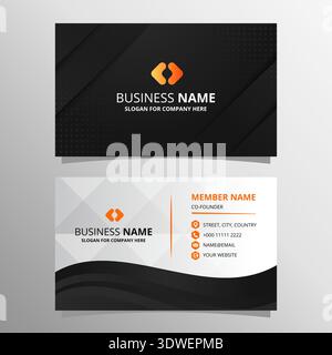 Abstract Beautiful Black Background Business Card Template With Dots and Diagonal Lines, can be used for business designs, presentation designs or any Stock Vector