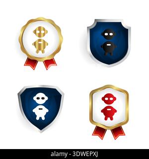 Abstract Chat Bot Badge and Label Collection, can be used for business designs, presentation designs or any suitable designs. Stock Vector