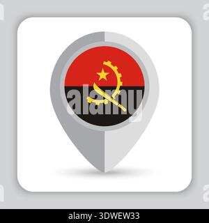 Angola Flag Pin Map Icon Stock Vector
