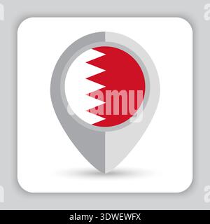 Bahrain Flag Pin Map Icon Stock Vector