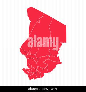 States Map of Chad With Detailed Borders, can be used for business designs, presentation designs or any suitable designs. Stock Vector