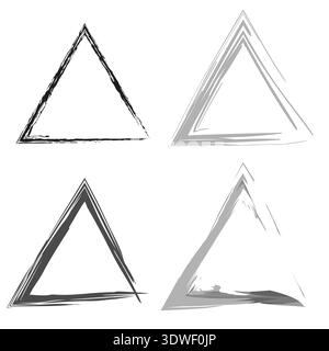 Grunge triangle borders. Hand drawn shapes. Rough Vector frame. Messy geometric element. Stock Vector