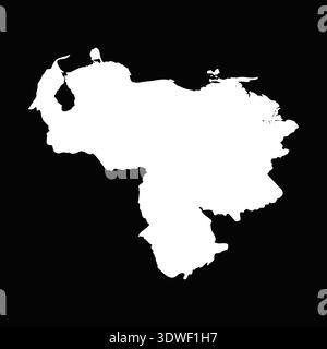 Simple Venezuela Map Isolated on Black Background, can be used for business designs, presentation designs or any suitable designs. Stock Vector