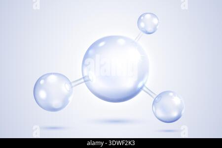 Glossy molecular structure in light blue, representing science or hydration. Ideal for medical, beauty, or research concepts. Vector illustration Stock Vector