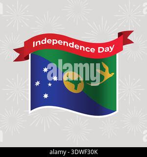 Christmas Island Wavy Flag Independence Day Banner Background Stock Vector