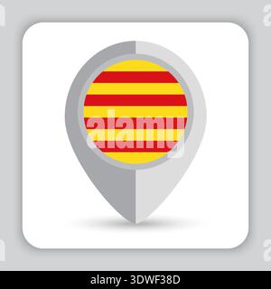 Catalonia Flag Pin Map Icon Stock Vector