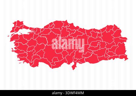 States Map of Turkey With Detailed Borders, can be used for business designs, presentation designs or any suitable designs. Stock Vector