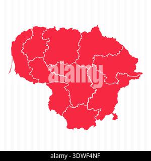 States Map of Lithuania With Detailed Borders, can be used for business designs, presentation designs or any suitable designs. Stock Vector