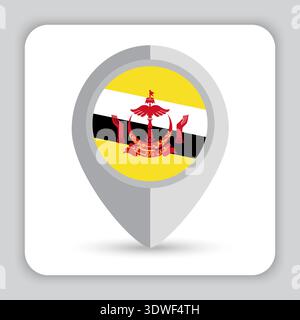 Brunei Flag Pin Map Icon Stock Vector