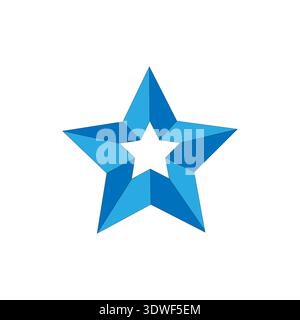 Blue star icon. Sharp pointed shape. Shiny Vector element. Starry cutout symbol. Stock Vector