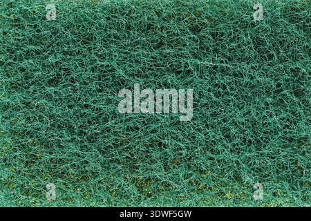 Detailed View Of Rough Textured Emerald Green Cleaning Sponge Stock Photo