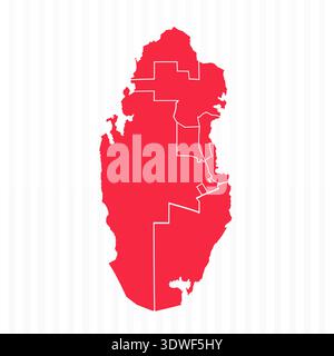 States Map of Qatar With Detailed Borders, can be used for business designs, presentation designs or any suitable designs. Stock Vector