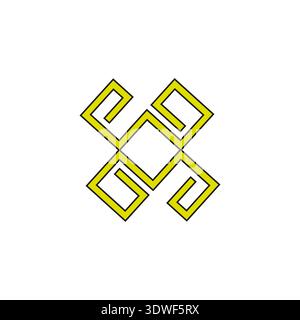 Abstract yellow ornament. Geometric repeating pattern. Vector decorative element. Ancient symbol line. Stock Vector