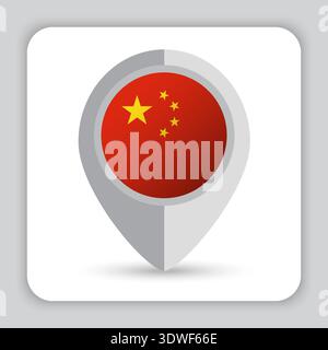 China Flag Pin Map Icon Stock Vector