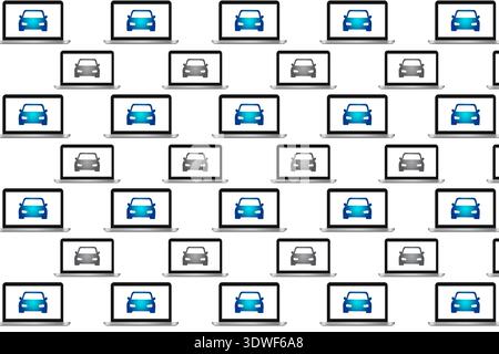 Abstract Car on Laptop Pattern Background, can be used for business designs, presentation designs or any suitable designs. Stock Vector
