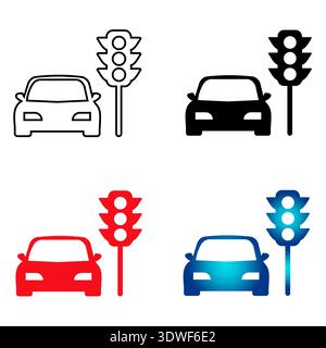 Abstract Car Stopped at Traffic Lights Silhouette Illustration, can be used for business designs, presentation designs or any suitable designs. Stock Vector