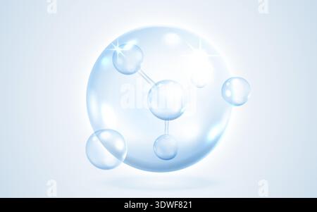 Abstract molecular structure in a translucent blue sphere. Ideal for science, beauty, or medical concepts. Vector illustration Stock Vector