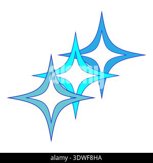 Brilliant luminous sparkles. Extraordinary blue stars Vector. Glistening sapphire symbols. Magnificent iridescent embellishments. Stock Vector