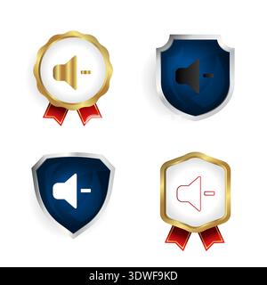 Abstract Decrease Volume Badge and Label Collection, can be used for business designs, presentation designs or any suitable designs. Stock Vector