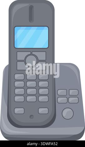 Wireless landline phone. Keypad device cartoon icon isolated on white background Stock Vector