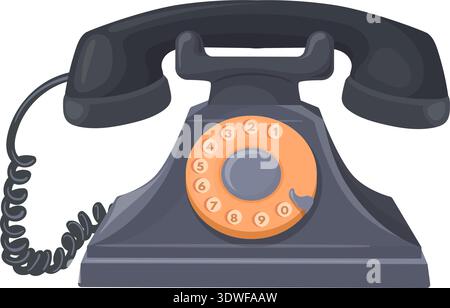 Vintage disk phone. Rotary retro device icon isolated on white background Stock Vector