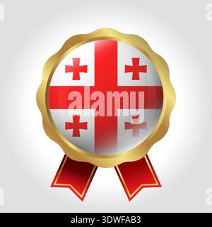 Creative Georgia Flag Label Vector Design Stock Vector