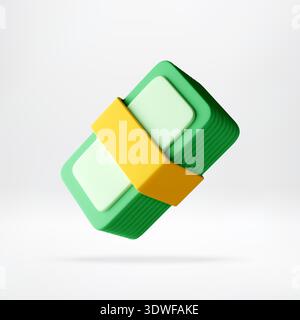 3d Stack of green paper currency bills Stock Vector