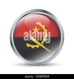Angola Flag 3D Badge Illustration Stock Vector