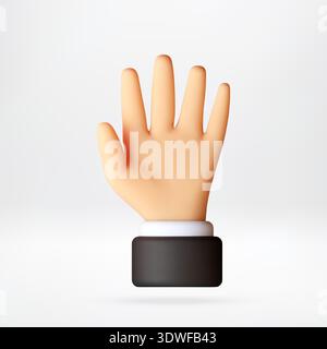 3d cartoon male hand showing palm gesture Stock Vector