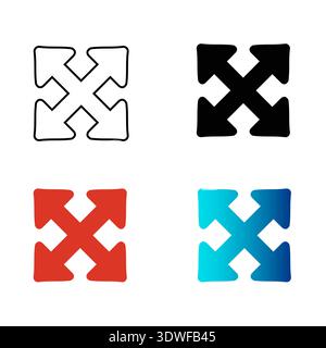 Abstract Expand Arrow Silhouette Illustration, can be used for business designs, presentation designs or any suitable designs. Stock Vector
