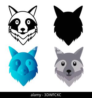Abstract Flat Wolf Head Silhouette Illustration, can be used for business designs, presentation designs or any suitable designs. Stock Vector
