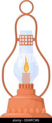 Oil lamp cartoon icon. Vintage glowing lamp isolated on white background Stock Vector