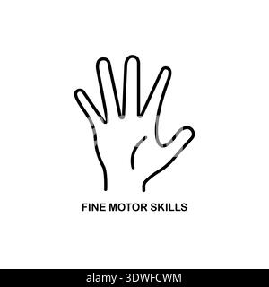 Fine motor skills concept editable stroke outline icon isolated on white background flat vector illustration. Stock Vector