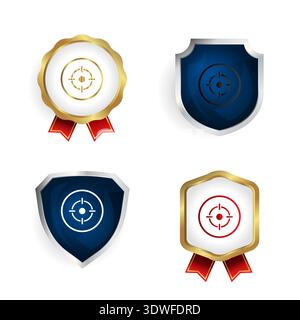 Abstract Focus on Aim Badge and Label Collection, can be used for business designs, presentation designs or any suitable designs. Stock Vector