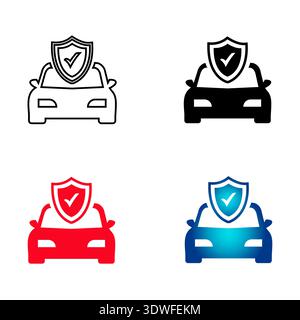 Abstract Insurance Car Silhouette Illustration, can be used for business designs, presentation designs or any suitable designs. Stock Vector