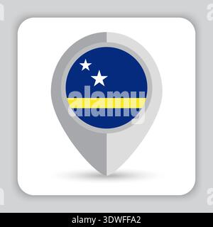 Curacao Flag Pin Map Icon Stock Vector