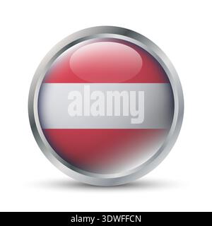 Austria Flag 3D Badge Illustration Stock Vector