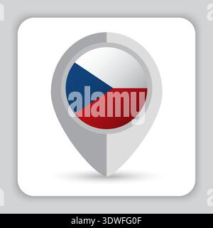 Czech Republic Flag Pin Map Icon Stock Vector