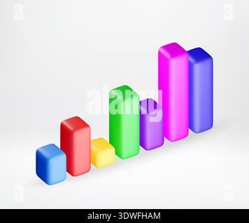 3d Colorful bar chart showing growth. Stock Vector