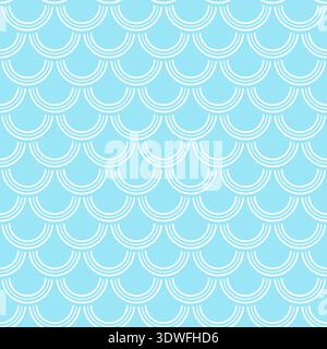 Seamless blue fishscale pattern, decorative style Stock Vector