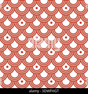 Variation of red fishscale pattern, decorative style Stock Vector