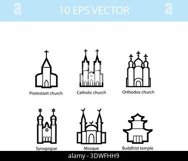 Vector set illustration of temples Stock Vector
