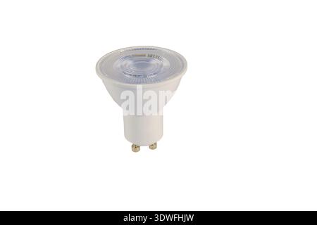 LED spotlight bulb with GU10 fitting, isolated on white background Stock Photo